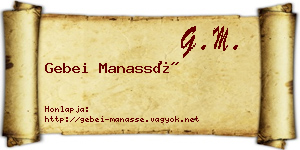 Gebei Manassé névjegykártya